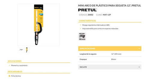 Arco Sierra Pretul (truper)  Mini # Mat-12p