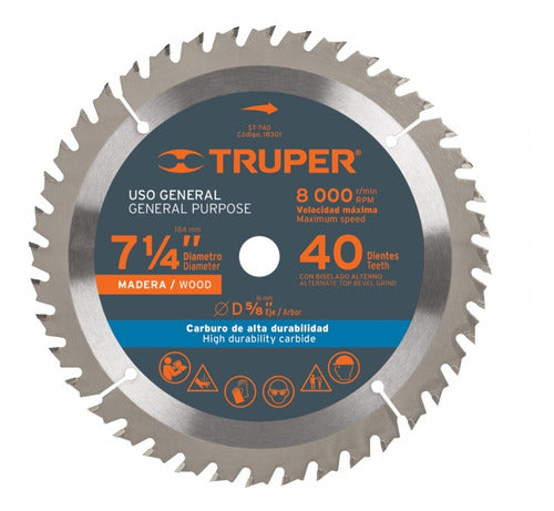 Sierra Circular Truper P/madera 7.1/4 X40 Dts.