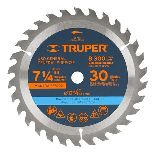 Sierra Circular Truper Para Madera 7.1/4 X 30 Dientes