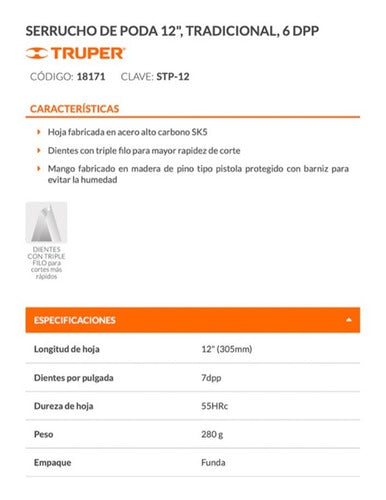 Serrucho Truper Podar M/madera 3 Filos