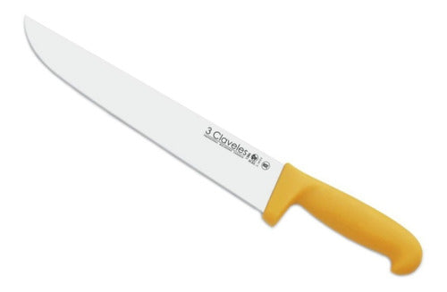 Cuchillo Carnicero Tres Claveles Mango Amarillo 20 Cms