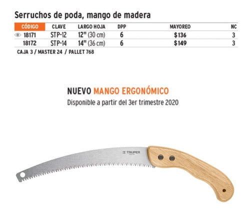 Serrucho Truper Podar 14  M/madera 3 Filos