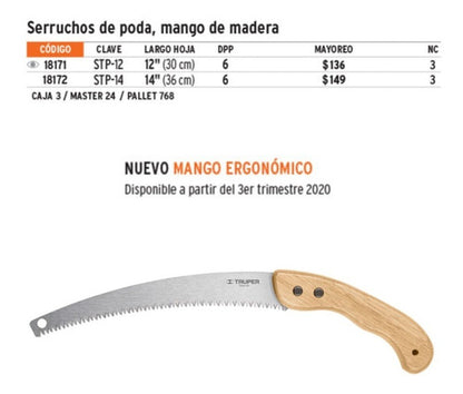 Serrucho Truper Podar 14  M/madera 3 Filos