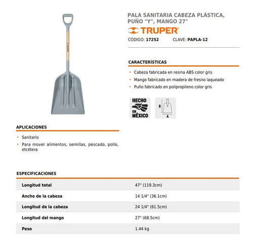 Pala Truper Cabeza Plastica M/madera Puno  Y