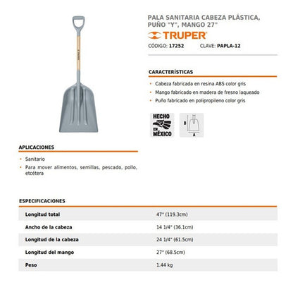 Pala Truper Cabeza Plastica M/madera Puno  Y