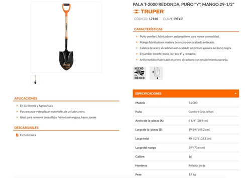 Pala Truper Riego M/madera Puno  Y