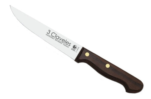 Cuchillo Cocina Tres Claveles Inox Mango Madera 18cms