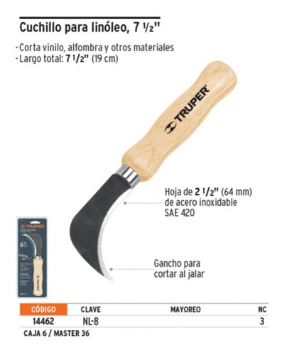 Cuchillo Truper Curvo Para Cortar Linoleo 8  # Nl-8