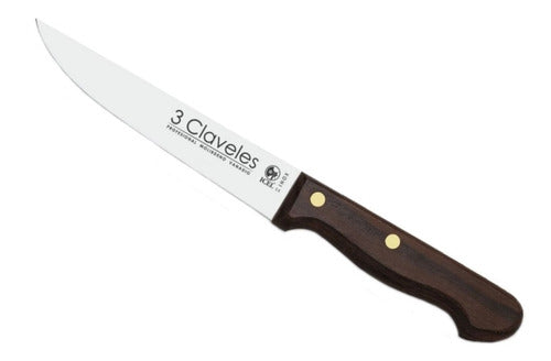 Cuchillo Cocina Tres Claveles Inox Mango Madera 15,5cm