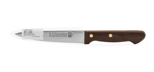 Cuchillo Tres Claveles Inox Mango Madera 18cms Cocinero