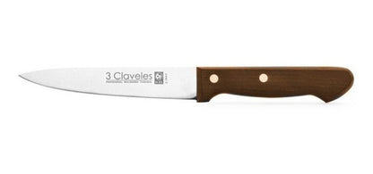 Cuchillo Tres Claveles Inox Mango Madera 18cms Cocinero