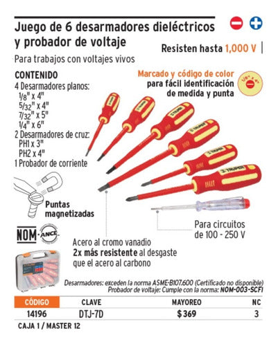 Atornillador Truper   Aislado Juego. 7 Piezas Dtj-7d