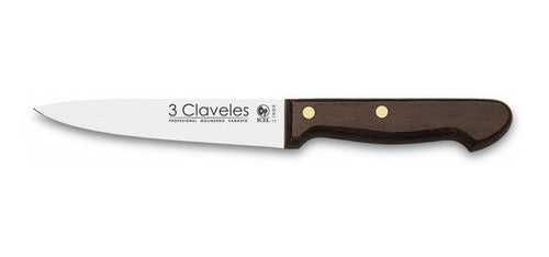 Cuchillo Tres Claveles Inox Mango Madera 15cms Cocinero