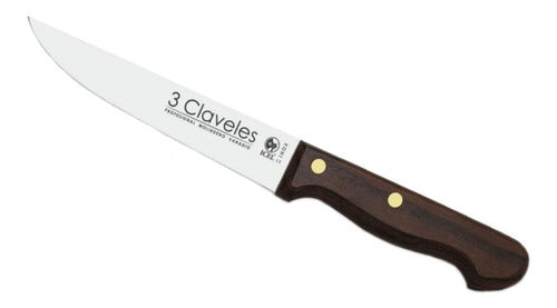 Cuchillo Tres Claveles Inox Mango Madera 11cms Cocina