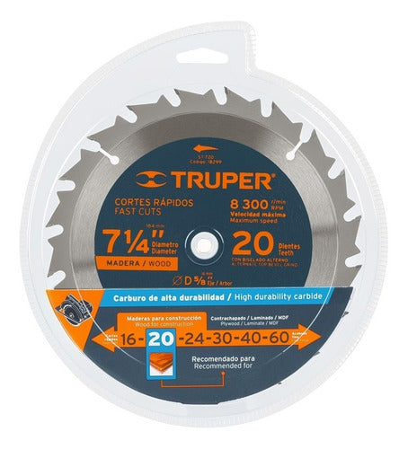 Sierra Circular Truper P/madera 7.1/4  X 20 Dts.