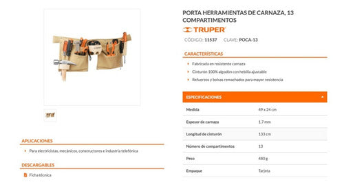Porta-herramientas Truper 13 Compart. # Poca-13