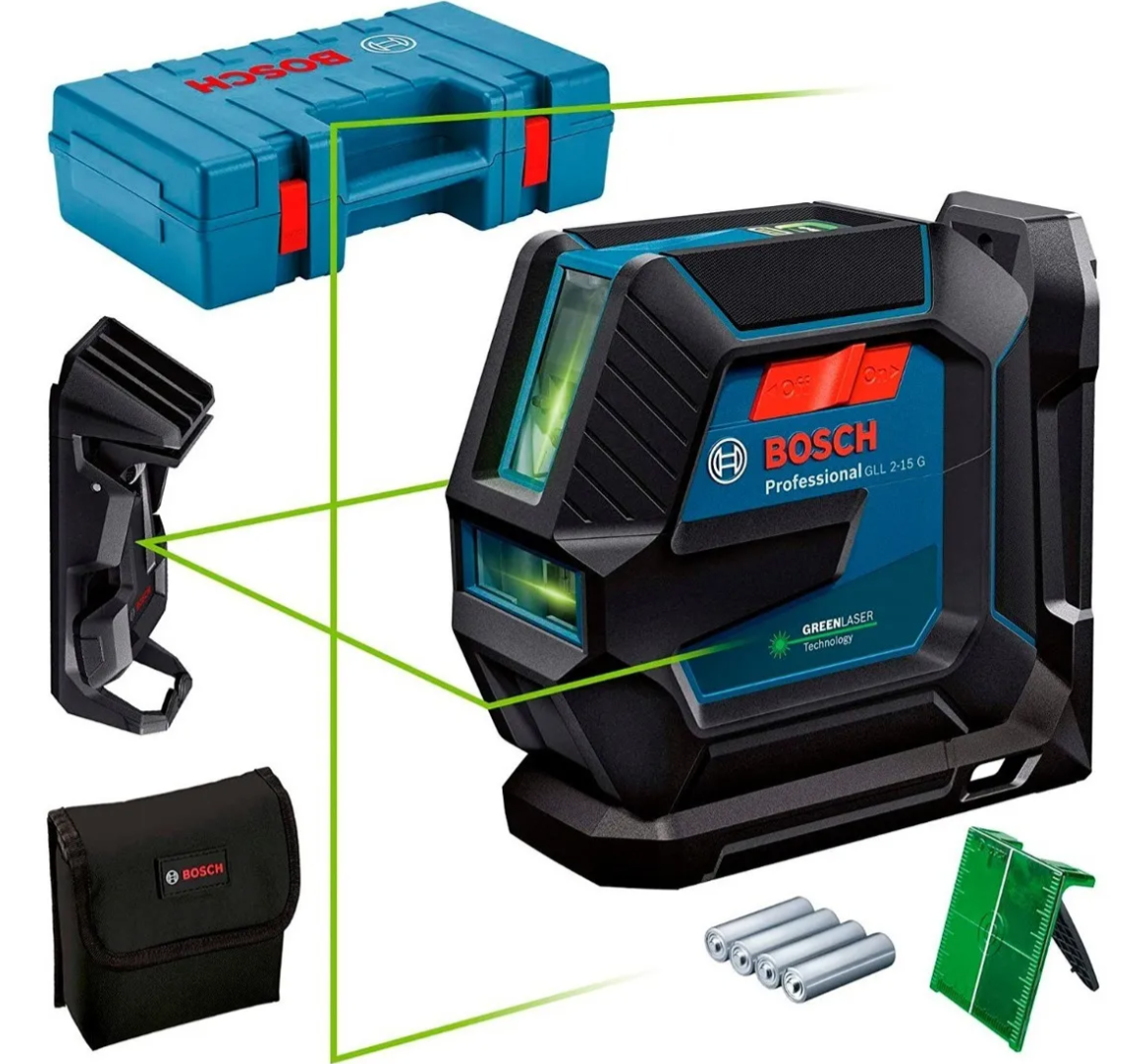 Nivel Láser De Líneas Verdes Bosch Gll 2-15 G 15 Mts